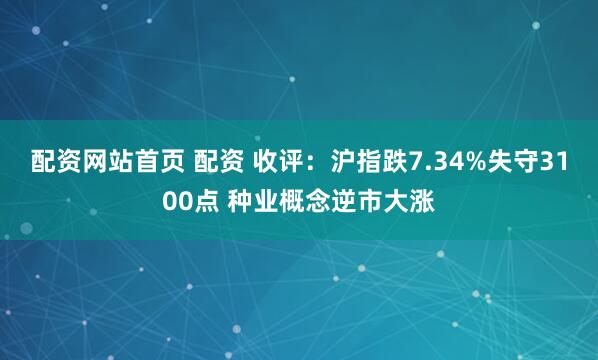 配资网站首页 配资 收评：沪指跌7.34%失守3100点 种业概念逆市大涨